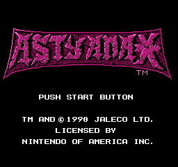 Astyanax title screen for NES